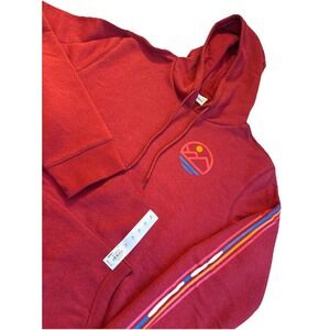 SONOMA Mountain Air Graphic Hoodie Red Fleece Men's XL Pullover Sleeve Stripes
